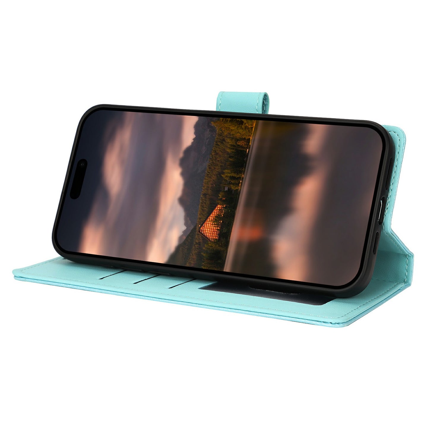 For Samsung Galaxy A06 Case with Hand Strap Flower Imprint Leather Wallet Phone Cover - Blue