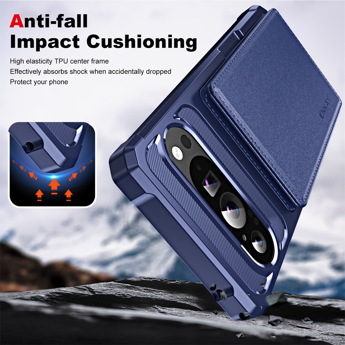 For Google Pixel 9 / Google Pixel 9 Pro ENKAY Hat-Prince Wallet Card Slot Kickstand PU Leather +TPU Back Phone Cover with Camera Lens Film - Rose Gold