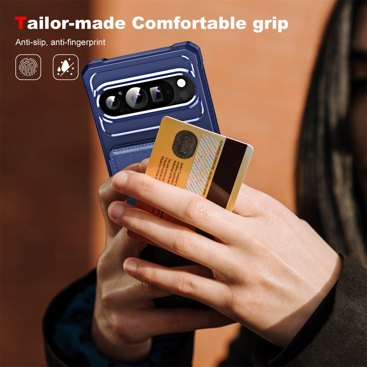 For Google Pixel 9 / Google Pixel 9 Pro ENKAY Hat-Prince Wallet Card Slot Kickstand PU Leather +TPU Back Phone Cover with Camera Lens Film - Dark Blue