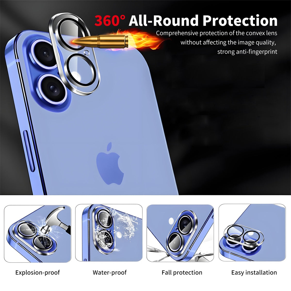 For iPhone 16 Plus ENKAY Hat-Prince Wallet Card Slot Kickstand PU Leather +TPU Back Phone Cover with Camera Lens Film - Purple