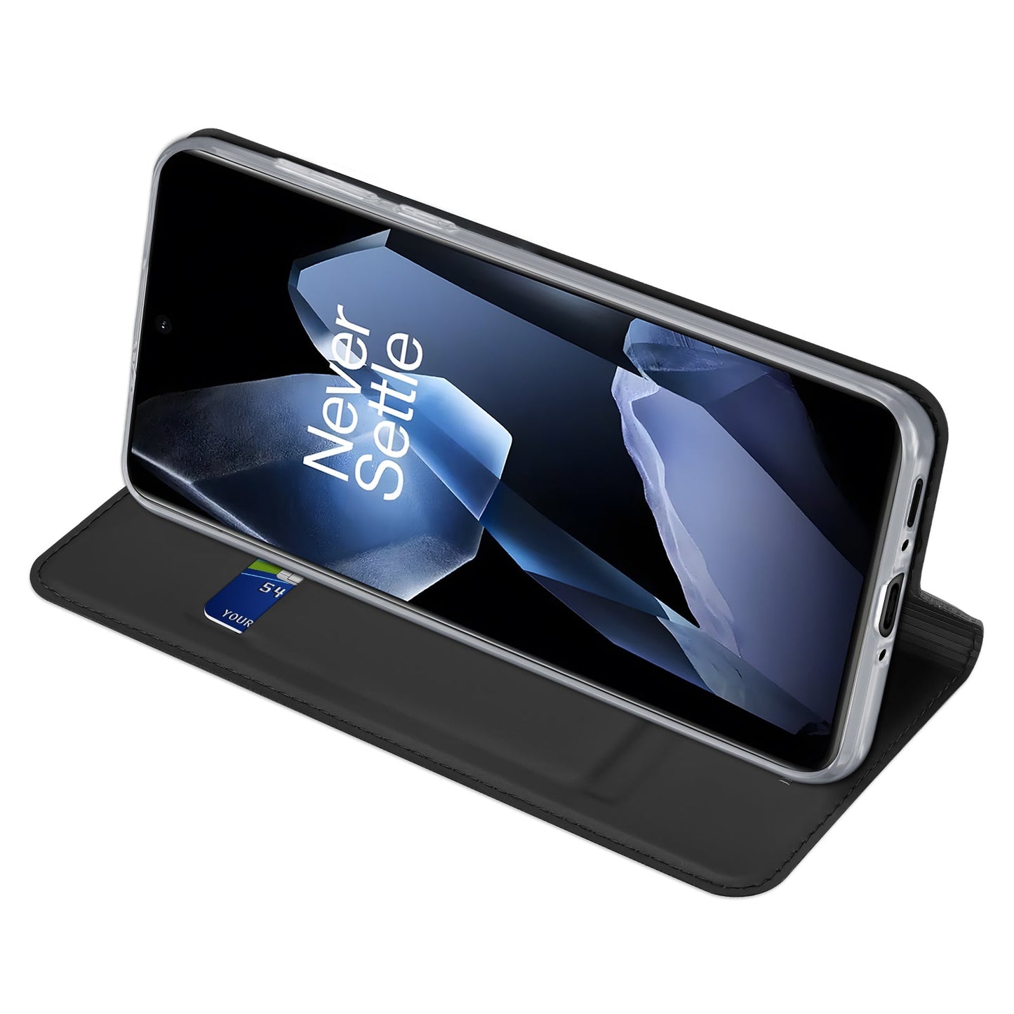 For OnePlus 13 Case DUX DUCIS Skin Pro Series Leather Stand Cover Card Holder - Black