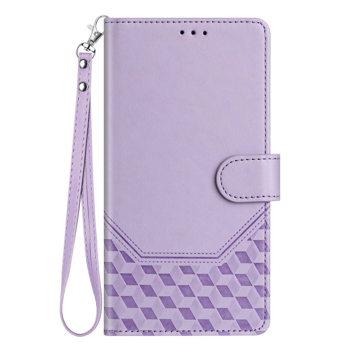 For Motorola Edge 50 Neo 5G / Moto S50 5G / Thinkphone 25 5G Case Imprinted Honeycomb RFID Blocking Leather Phone Cover with Strap - Light Purple