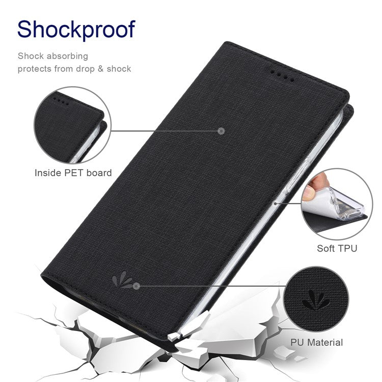 VILI DMX Series for OnePlus 10T 5G / Ace Pro 5G Card Slot Folio Flip Cover Magnetic Auto-absorbed PU Leather Stand Case - Black