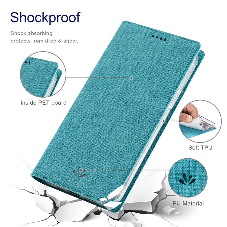 VILI DMX Series for OnePlus 10T 5G / Ace Pro 5G Card Slot Folio Flip Cover Magnetic Auto-absorbed PU Leather Stand Case - Blue