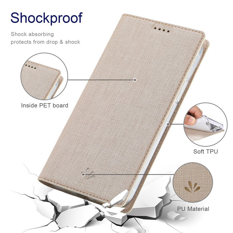 VILI DMX Series for OnePlus 10T 5G / Ace Pro 5G Card Slot Folio Flip Cover Magnetic Auto-absorbed PU Leather Stand Case - Khaki