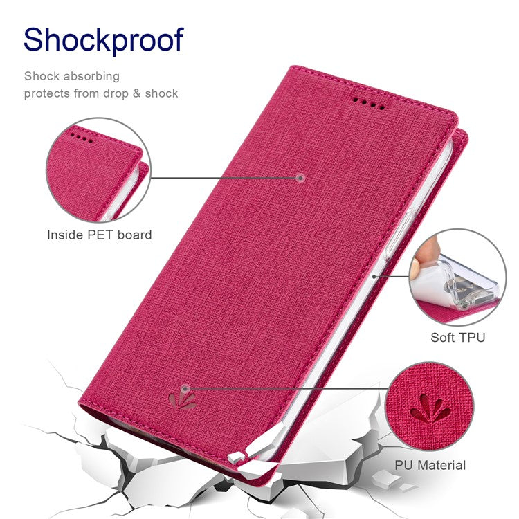VILI DMX Series for OnePlus 10T 5G / Ace Pro 5G Card Slot Folio Flip Cover Magnetic Auto-absorbed PU Leather Stand Case - Rose