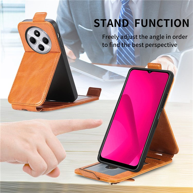 For Xiaomi Poco C75 4G / Redmi 14R 5G / 14C 4G Case Zipper Wallet Phone Leather Cover Vertical Flip Closing - Black
