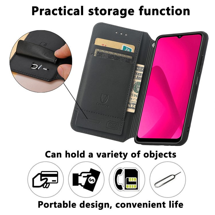 CASENEO RFID Blocking Phone Case For Xiaomi Redmi 14C 4G / 14R 5G / Poco C75 4G Wallet Leather Cover Pattern Print - Rhombus