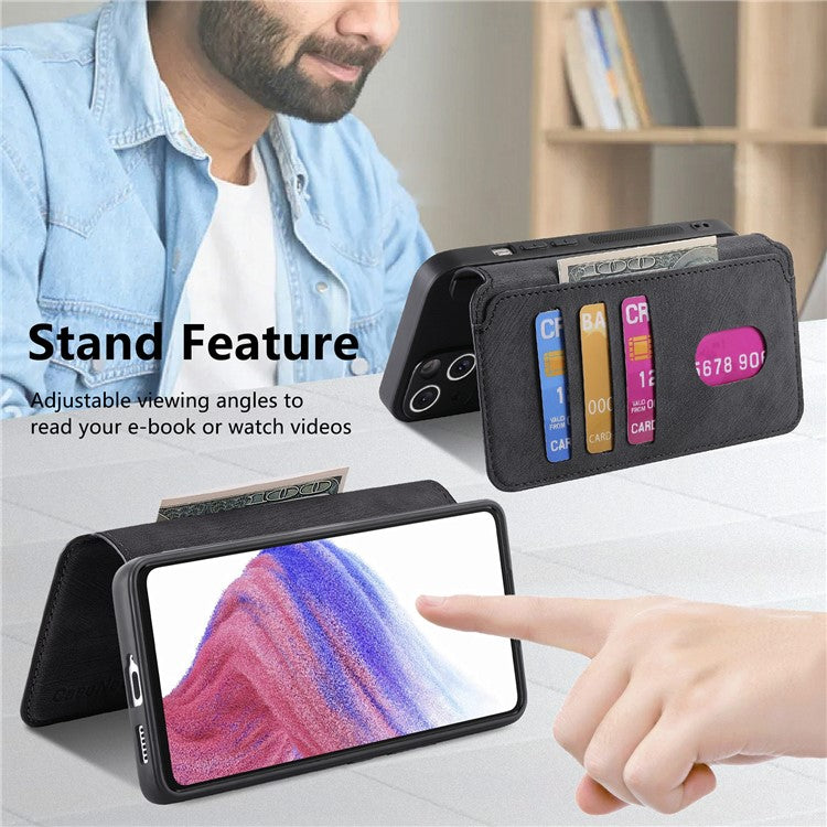 CASENEO MW-03 Phone Case For Xiaomi Redmi 14C 4G / 14R 5G / Poco C75 4G Leather+TPU Phone Cover with Detachable Wallet - Black