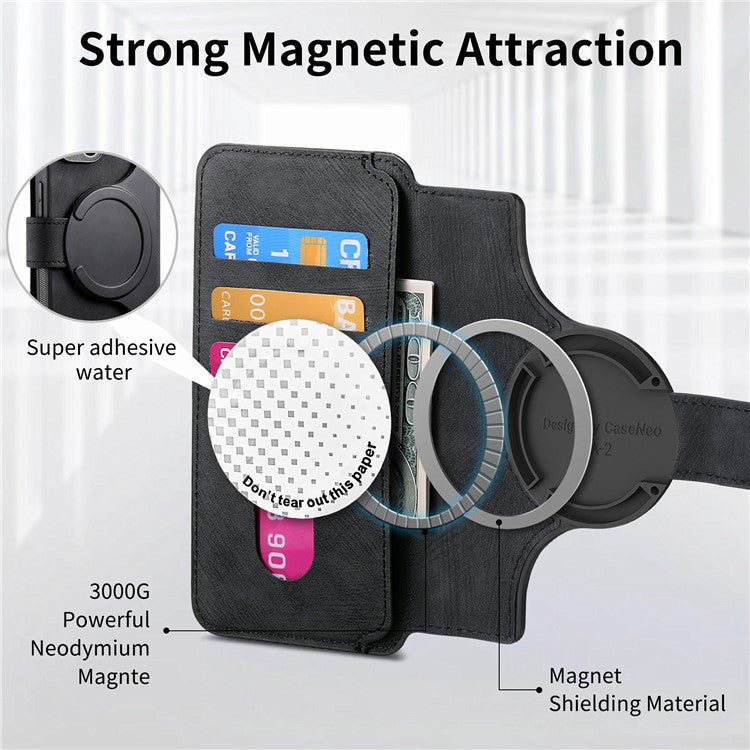 CASENEO MW-03 Phone Case For Xiaomi Redmi 14C 4G / 14R 5G / Poco C75 4G Leather+TPU Phone Cover with Detachable Wallet - Black