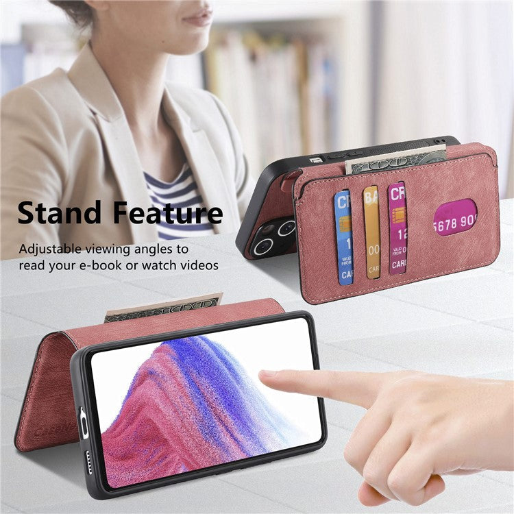 CASENEO MW-03 Phone Case For Xiaomi Redmi 14C 4G / 14R 5G / Poco C75 4G Leather+TPU Phone Cover with Detachable Wallet - Pink