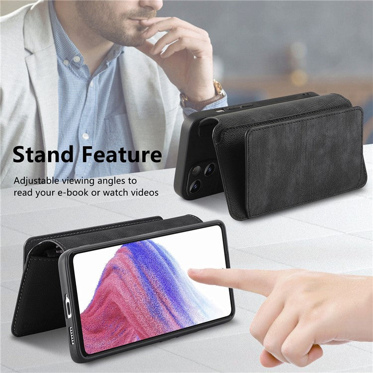 CASENEO MW-02 Phone Case For Xiaomi Redmi 14C 4G / 14R 5G / Poco C75 4G Detachable Magnetic Leather Flip Phone Cover - Black