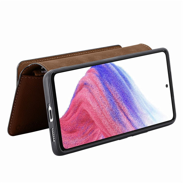 CASENEO MW-02 Phone Case For Xiaomi Redmi 14C 4G / 14R 5G / Poco C75 4G Detachable Magnetic Leather Flip Phone Cover - Brown