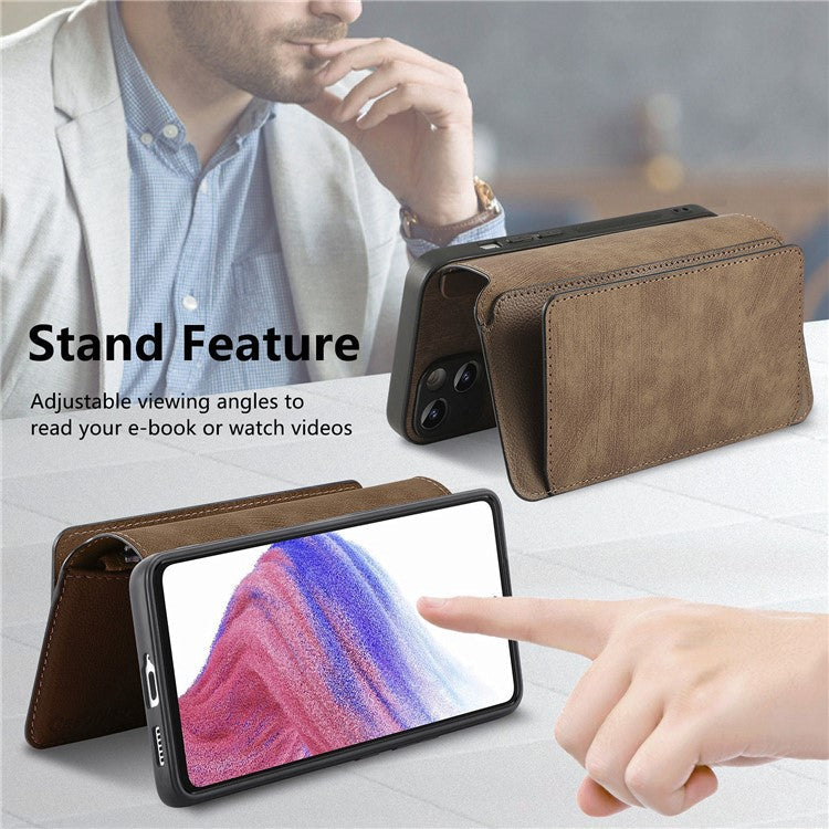 CASENEO MW-02 Phone Case For Xiaomi Redmi 14C 4G / 14R 5G / Poco C75 4G Detachable Magnetic Leather Flip Phone Cover - Brown