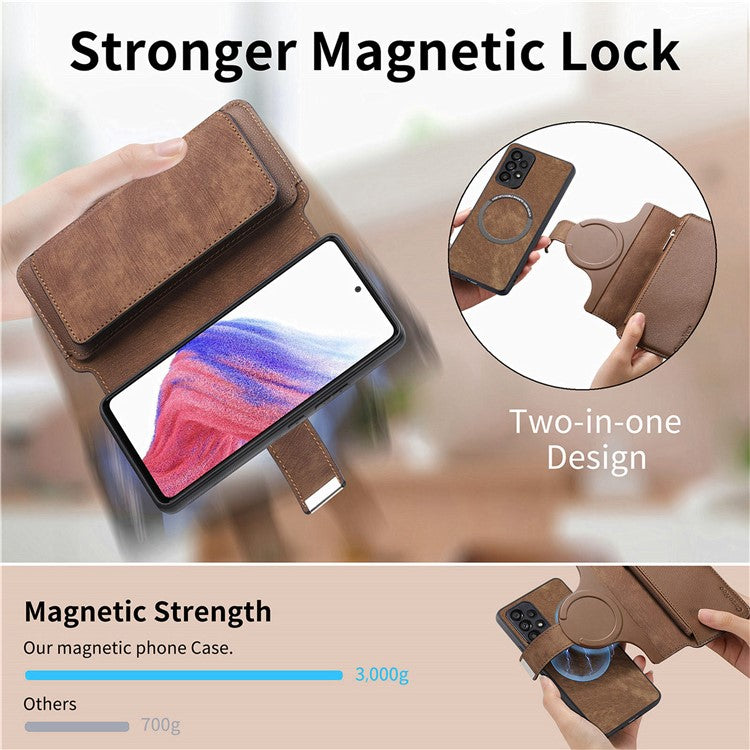 CASENEO MW-02 Phone Case For Xiaomi Redmi 14C 4G / 14R 5G / Poco C75 4G Detachable Magnetic Leather Flip Phone Cover - Brown