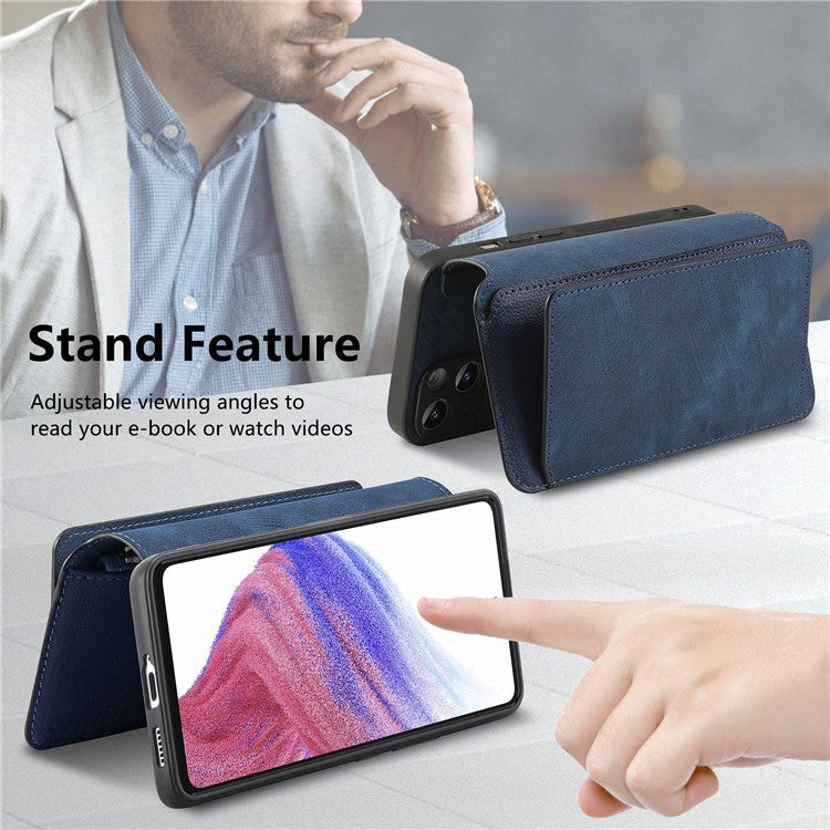 CASENEO MW-02 Phone Case For Xiaomi Redmi 14C 4G / 14R 5G / Poco C75 4G Detachable Magnetic Leather Flip Phone Cover - Dark Blue