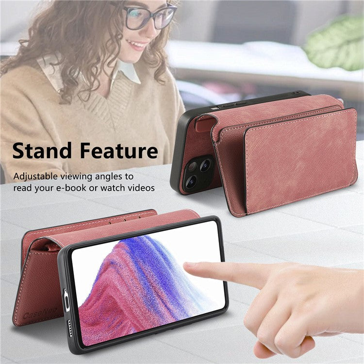 CASENEO MW-02 Phone Case For Xiaomi Redmi 14C 4G / 14R 5G / Poco C75 4G Detachable Magnetic Leather Flip Phone Cover - Pink