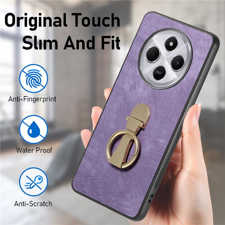 CASENEO D22 Phone Case For Xiaomi Redmi 14C 4G / 14R 5G / Poco C75 4G Retro Leather Back Cover with Folding Kickstand - Pink
