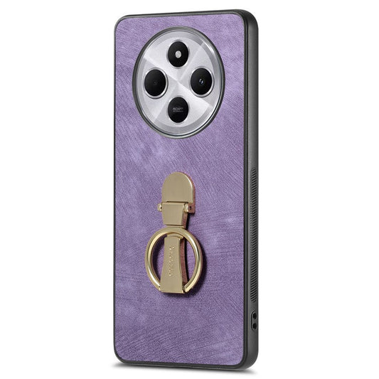 CASENEO D22 Phone Case For Xiaomi Redmi 14C 4G / 14R 5G / Poco C75 4G Retro Leather Back Cover with Folding Kickstand - Purple