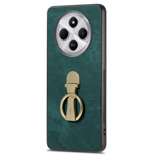 CASENEO D22 Phone Case For Xiaomi Redmi 14C 4G / 14R 5G / Poco C75 4G Retro Leather Back Cover with Folding Kickstand - Green