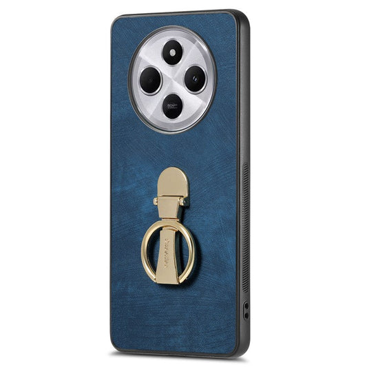 CASENEO D22 Phone Case For Xiaomi Redmi 14C 4G / 14R 5G / Poco C75 4G Retro Leather Back Cover with Folding Kickstand - Blue