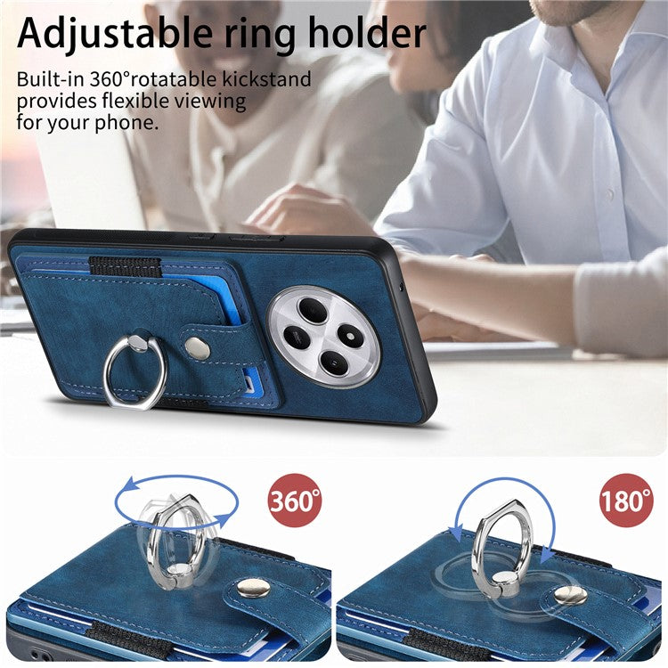 Kickstand Phone Case For Xiaomi Redmi 14C 4G / 14R 5G / Poco C75 4G Leather+TPU Non-Slip Protective Cover Card Slots - Blue