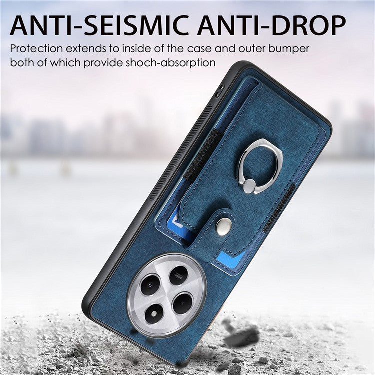 Kickstand Phone Case For Xiaomi Redmi 14C 4G / 14R 5G / Poco C75 4G Leather+TPU Non-Slip Protective Cover Card Slots - Blue