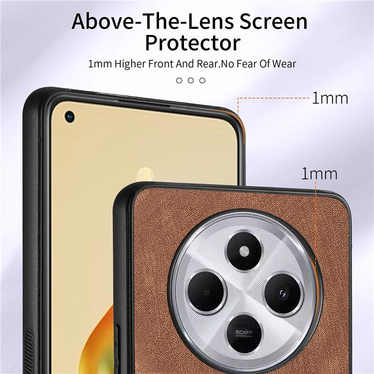 Kickstand Phone Case For Xiaomi Redmi 14C 4G / 14R 5G / Poco C75 4G Leather+TPU Non-Slip Protective Cover Card Slots - Brown