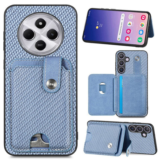 Case with Card Holder For Xiaomi Redmi 14C 4G / 14R 5G / Poco C75 4G Leather+PC+TPU Phone Cover with Card Knife - Blue