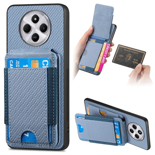 Case with Card Holder For Xiaomi Redmi 14C 4G / 14R 5G / Poco C75 4G Leather+PC+TPU Kickstand Phone Cover - Blue