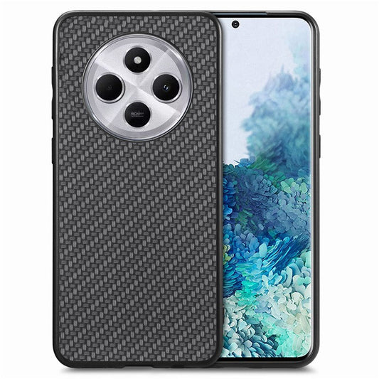 Phone Case For Xiaomi Redmi 14C 4G / 14R 5G / Poco C75 4G Carbon Fiber Texture PU+PC+TPU Back Cover - Black