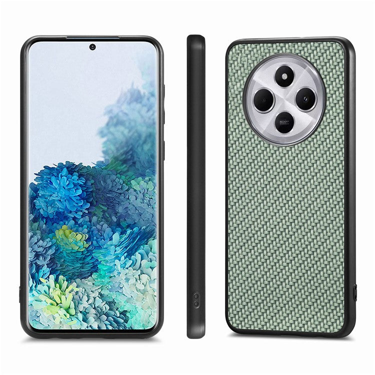 Phone Case For Xiaomi Redmi 14C 4G / 14R 5G / Poco C75 4G Carbon Fiber Texture PU+PC+TPU Back Cover - Green
