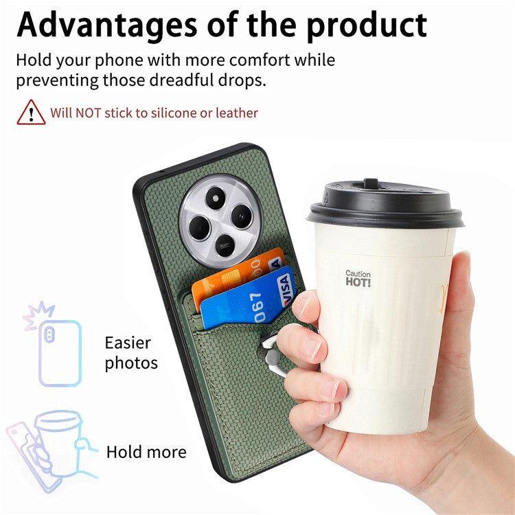 Phone Case For Xiaomi Redmi 14C 4G / 14R 5G / Poco C75 4G Back Cover with Card Slots Ring Holder Kickstand - Black