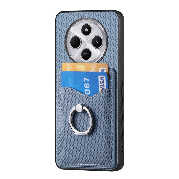 Phone Case For Xiaomi Redmi 14C 4G / 14R 5G / Poco C75 4G Back Cover with Card Slots Ring Holder Kickstand - Blue