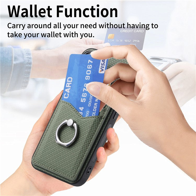 Phone Case For Xiaomi Redmi 14C 4G / 14R 5G / Poco C75 4G Back Cover with Card Slots Ring Holder Kickstandr - Green
