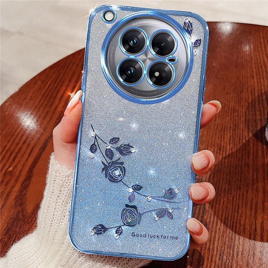 KADEM For Infinix Zero 40 5G Case Flower TPU Flexible Gradient Phone Cover - Blue