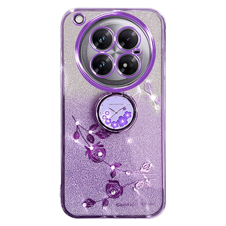 KADEM For Infinix Zero 40 5G Case Ring Kickstand TPU Flowers Phone Cover Gradient Glitter - Purple