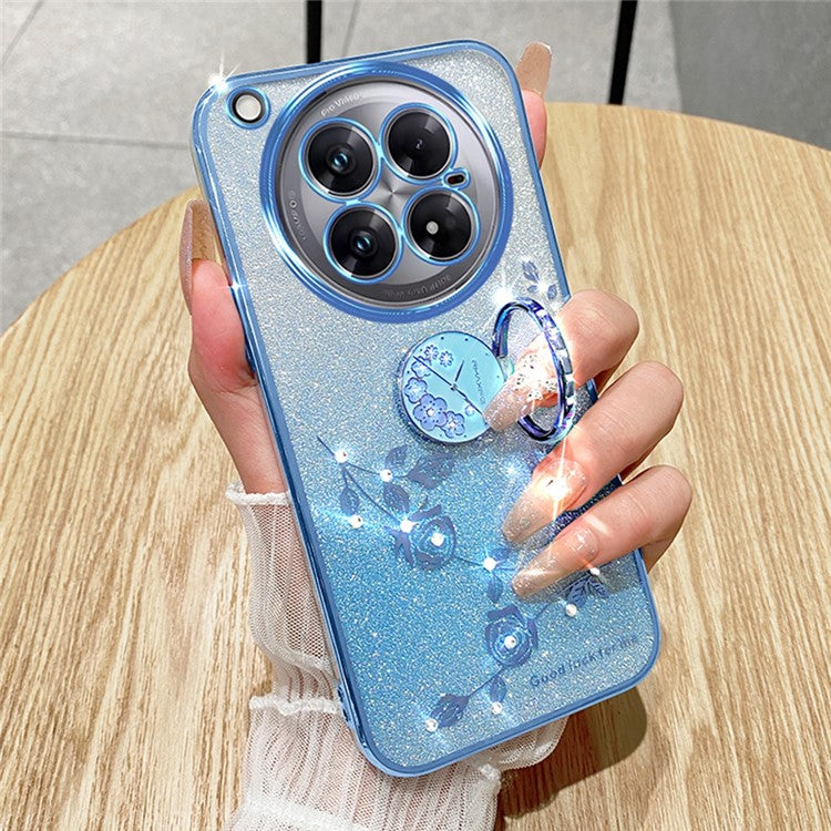 KADEM For Infinix Zero 40 5G Case Ring Kickstand TPU Flowers Phone Cover Gradient Glitter - Purple