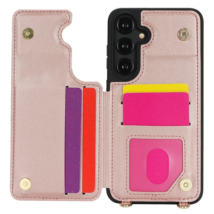 For Samsung Galaxy A35 5G Case with Card Holder, Kickstand, RFID Blocking PU+TPU Phone Back Cover - Pink