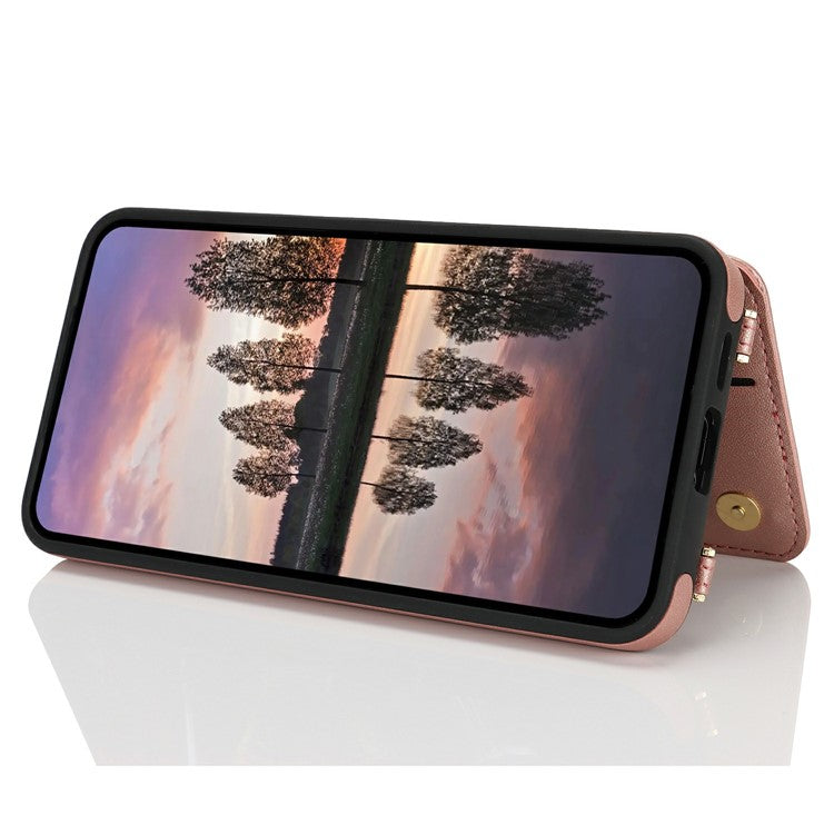 For Samsung Galaxy A35 5G Case with Card Holder, Kickstand, RFID Blocking PU+TPU Phone Back Cover - Pink