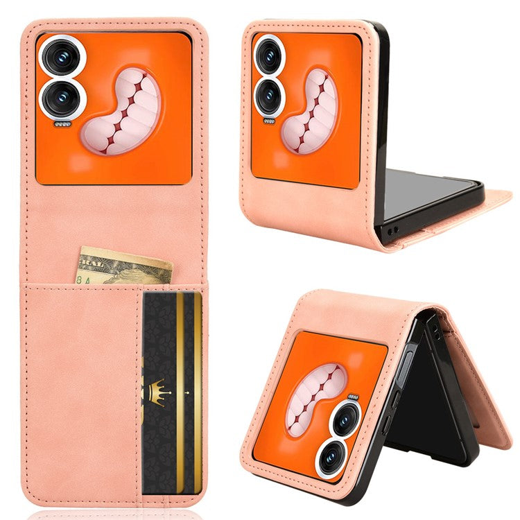 For Infinix Zero Flip 5G X6962 Case Separable Design Card Slot Leather+PC Phone Cover - Black - Pink