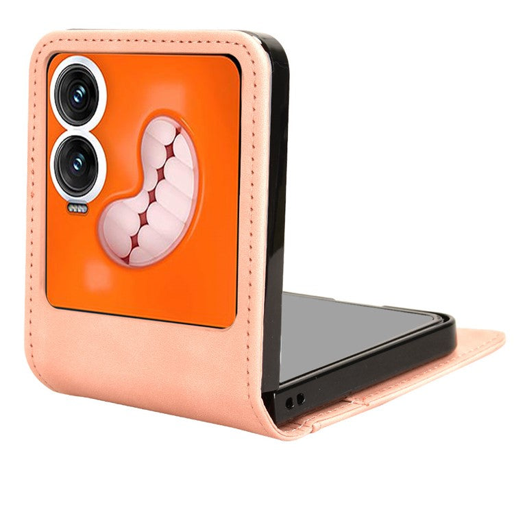 For Infinix Zero Flip 5G X6962 Case Separable Design Card Slot Leather+PC Phone Cover - Black - Pink