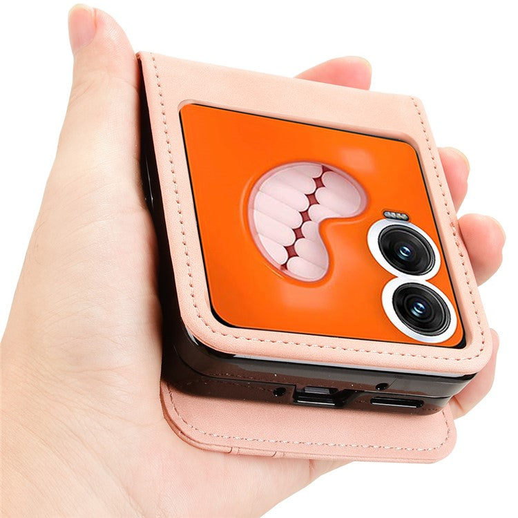 For Infinix Zero Flip 5G X6962 Case Separable Design Card Slot Leather+PC Phone Cover - Black - Pink