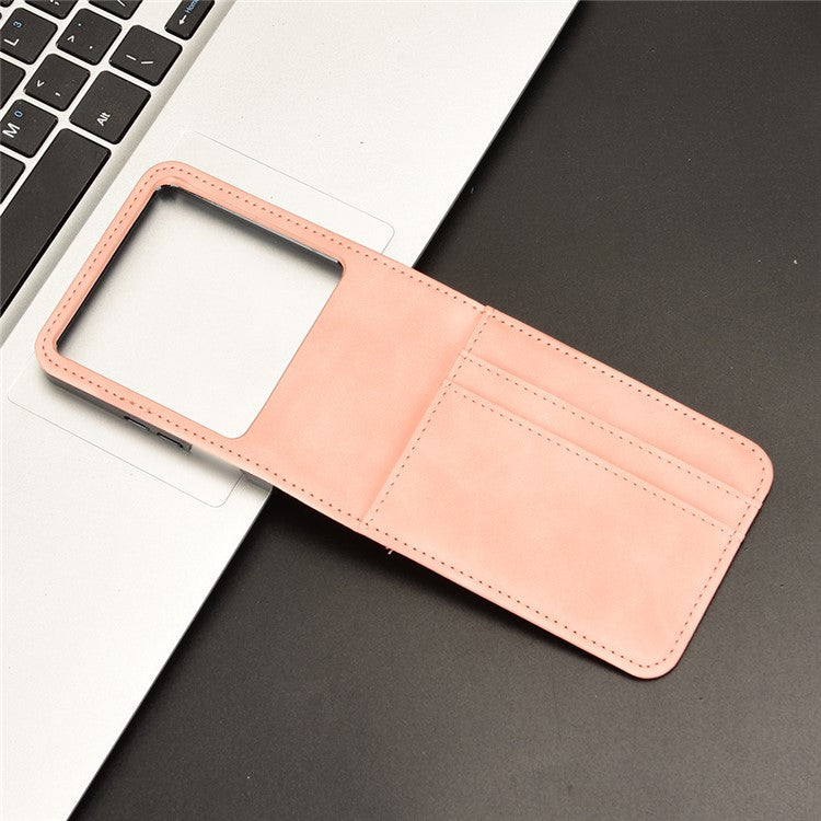 For Infinix Zero Flip 5G X6962 Case Separable Design Card Slot Leather+PC Phone Cover - Black - Pink