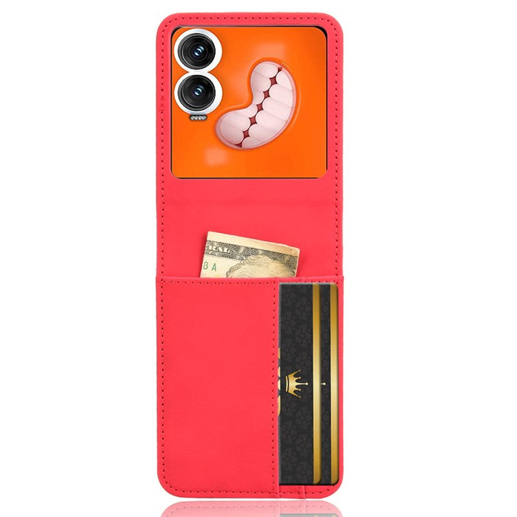 For Infinix Zero Flip 5G X6962 Case Separable Design Card Slot Leather+PC Phone Cover - Black - Red