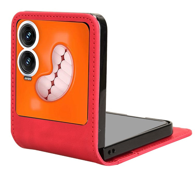 For Infinix Zero Flip 5G X6962 Case Separable Design Card Slot Leather+PC Phone Cover - Black - Red