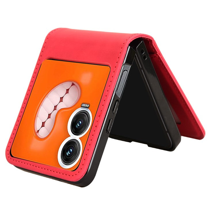 For Infinix Zero Flip 5G X6962 Case Separable Design Card Slot Leather+PC Phone Cover - Black - Red