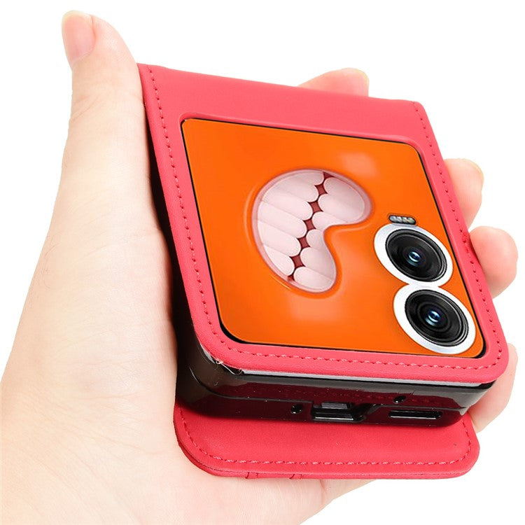 For Infinix Zero Flip 5G X6962 Case Separable Design Card Slot Leather+PC Phone Cover - Black - Red