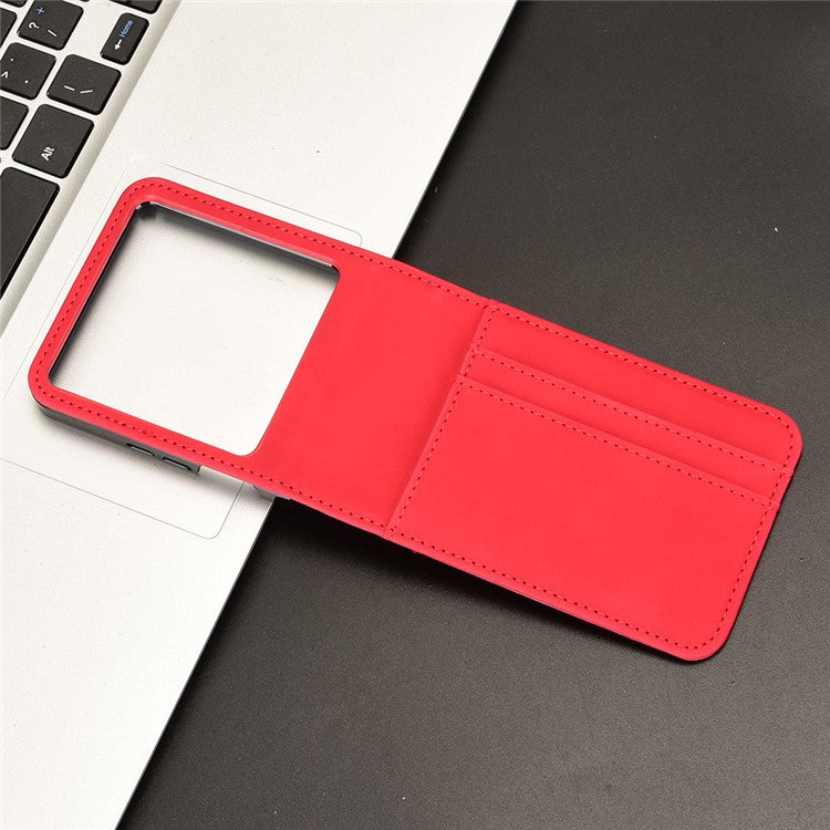 For Infinix Zero Flip 5G X6962 Case Separable Design Card Slot Leather+PC Phone Cover - Black - Red