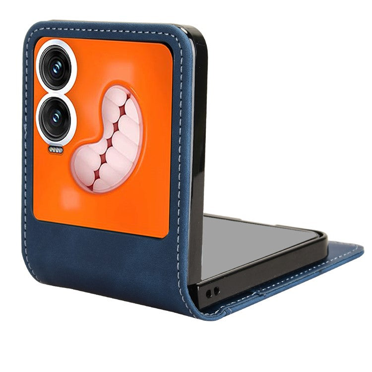 For Infinix Zero Flip 5G X6962 Case Separable Design Card Slot Leather+PC Phone Cover - Black - Blue